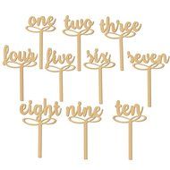 10pcs 1-10 Wooden Table Numbers On Sticks For Wedding Or Home Decoration (Wood Color)