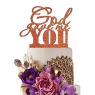 Sugar Yeti Made In USA Wedding Cake Topper God Gave Me You #22 Gold Mirror N5