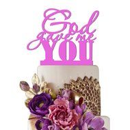 Sugar Yeti Made In USA Wedding Cake Topper God Gave Me You #22 Gold Mirror N6