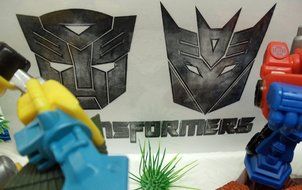 Transformers 10 Piece Birthday Cake Topper Set Featuring Bumblebee and Optimus Prime Figures with Themed Decorative...