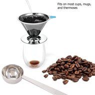 Paperless Pour Over Coffee Dripper - Stainless Steel Permanent Reusable Coffee Filter For Chemex-Hario V60 and... N3