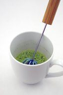 Coastal Tea Rotating Matcha Whisk, Chasen Alternative, Green Tea Mixer, Bamboo Push Handle Whisk N3