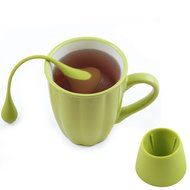 The Friendly Swede Silicone Tea Infuser, Set of 4 Strainers - Drip Tray included (Mix) N5