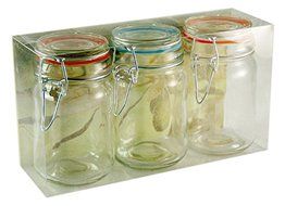 Grant Howard Large Round Glass Jar , 8 oz, Clear (Set of 3)
