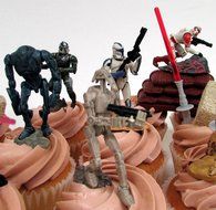 STAR WARS 14 Piece CUPCAKE Topper Set Featuring Storm Troopers, Soldiers, Kit Fisto and Asajj Ventress, Themed... N4