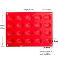 Woreach 20 Shell Silicone Muffin Pans -- Red Baking Pan Mold -- Non-Stick Cupcake Mold N5