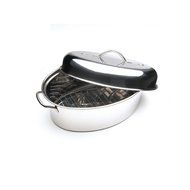 Gibson Home Stainless Steel Top Roast 16-Inch Oval Roaster Pan with Lid and Rack