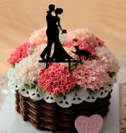 Ecape Acrylic Cake Topper of Engagement and Wedding with Bride and Groom and Their Lovely Cat Pack of 1 N21