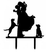Ecape Acrylic Cake Topper of Engagement and Wedding with Bride and Groom and Their Lovely Cat Pack of 1 N22