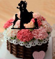 Ecape Acrylic Cake Topper of Engagement and Wedding with Bride and Groom and Their Lovely Cat Pack of 1 N23