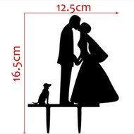 Ecape Acrylic Cake Topper of Engagement and Wedding with Bride and Groom and Their Lovely Cat Pack of 1 N26