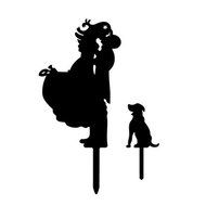 Ecape Acrylic Cake Topper of Engagement and Wedding with Bride and Groom and Their Lovely Cat Pack of 1 N27