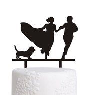 Ecape Acrylic Cake Topper of Engagement and Wedding with Bride and Groom and Their Lovely Cat Pack of 1 N28