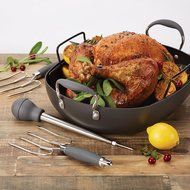 Anolon Advanced 16-Inch x 13-Inch Oval Roaster Set, Graphite N5