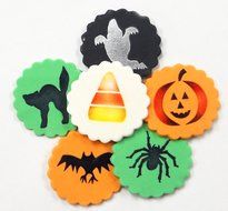 Designer Stencils C065 Halloween Cupcake and Cookie Stencil Set with Cat, Candy Corn, Spider, Ghost, Bat and Pumpkin... N2