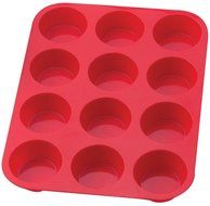 12 Cup Muffin Pan ~ BEST QUALITY COOKWARE ~ Red Silicone Baking Cups ~ Patty Cake's Bakeware ~ Cupcakes, Brownies... N4
