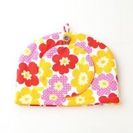 Northern European Style Pink Flowered Cotton Cloth Tea Cozy with Teapot Coaster Handmade by Japanese Craftsman...