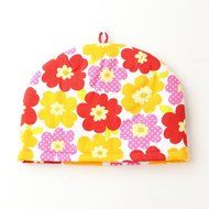 Northern European Style Pink Flowered Cotton Cloth Tea Cozy with Teapot Coaster Handmade by Japanese Craftsman... N2