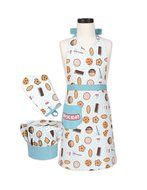 Child's Apron, Chef Hat and Baking Mitt Set - Milk and Cookies Design N3