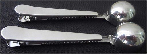LeBeila 2 Pieces Premium Stainless Steel Ground Coffee / Tea Measuring Spoon / Scoop With Integrated Bag Clip... N2
