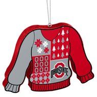 NCAA Ohio State Buckeyes Metal License Plate Christmas Ornament Foam Ugly Sweater Bundle 2 Pack By Forever Collectibles N3