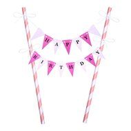 eBoot Pink Paper Straws 3 Patterns 75 Pieces with Happy Birthday Banner N3