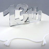 13th Cake Topper Mirror - 6cm with 4cm spike N2