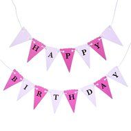 eBoot Pink Paper Straws 3 Patterns 75 Pieces with Happy Birthday Banner N6