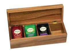 Lipper International 1128 Acacia Tea Box with 4 Sections N3