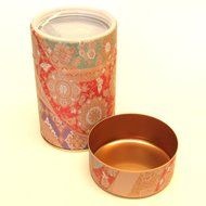 Japanese tea tin Mizunishiki double lid [red] (150g) N5