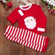 Sleepwear ,BeautyVan Kid Baby Christmas Elk Print Stripe Long Sleeve Top Shirt+Pants Outfits Set (130, Green) N2