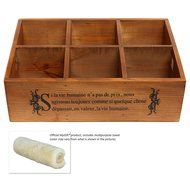 French Country Pinewood 6-Compartment Jewelry Organizer / Board Game Storage Box / Tea Holder - MyGift&reg; N4