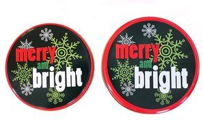 Christmas Holiday Round Nesting Cookie Gift Tins - Set of 2 - 6.5" x 3" and 6" x 2.5" N8