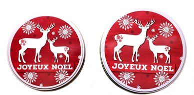 Christmas Holiday Round Nesting Cookie Gift Tins - Set of 2 - 6.5" x 3" and 6" x 2.5" N9