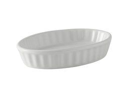Tuxton BWK-0602 Vitrified China Oval Fluted Creme Brulee Dish, 6 oz, White (Pack of 12)