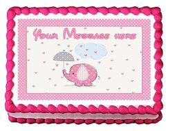 Baby Elephant Edible Cake Topper Baby Shower Cake Topper Pink Elephant N2