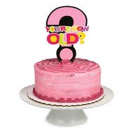 Creative Converting "You're How Old?" Cake Topper, Pink/Multicolor N2