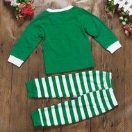 Sleepwear ,BeautyVan Kid Baby Christmas Elk Print Stripe Long Sleeve Top Shirt+Pants Outfits Set (130, Green) N6