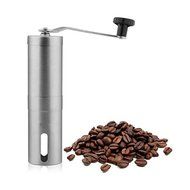 UEETEK Portable Hand Crank Stainless Ceramic Burr Manual Coffee Grinder Mill (Silver)