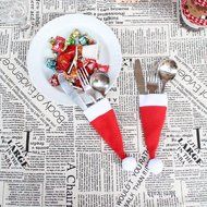 Morecome Christmas Decorative tableware Knife Fork Set Xmas Hat Storage Tool N2