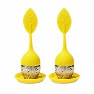 GOOTRADES Tea Infuser Leaf Strainer Handle with Steel Ball Silicone Leaf Lid (pack of 2) (Blue) N12