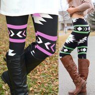 PHOTNO Casual Women Lady Skinny Geometric Print Stretchy Jegging Pants Slim Leggings N103