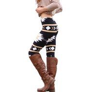 PHOTNO Casual Women Lady Skinny Geometric Print Stretchy Jegging Pants Slim Leggings N105