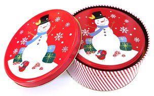 Christmas Holiday Round Nesting Cookie Gift Tins - Set of 2 - 6.5&quot; x 3&quot; and 6&quot; x 2.5&quot; N11