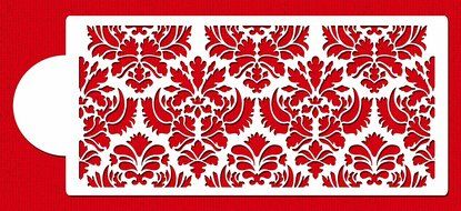 Designer Stencils C405 Damask Cake Tier 5 Cake Stencil, Beige/semi-transparent
