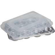 Nordic Ware Natural Aluminum Commercial Muffin Pan with Lid, 12 Cup N2