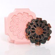 Round Steampunk Medallion Mold Easy To Use Flexible Silicone Food Safe Fondant, Chocolate, Candy, Resin, Polymer... N3