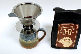Royal Corgi Stainless Steel Pour Over Cone Coffee Dripper Complete With Stand Reusable N5