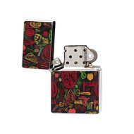 New Vibe Silver Flip Top Lighter - Italian Pizza Ingredients