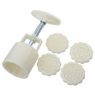 KINGSO Round Mooncake DIY Moon Cake Mold Cookie Cutter 4 Flower Plant Stamps Decoration N2